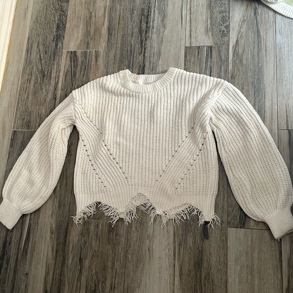 No Boundaries Girls White Sweater